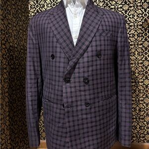 Elegant Double-Breasted Checkered Blazer